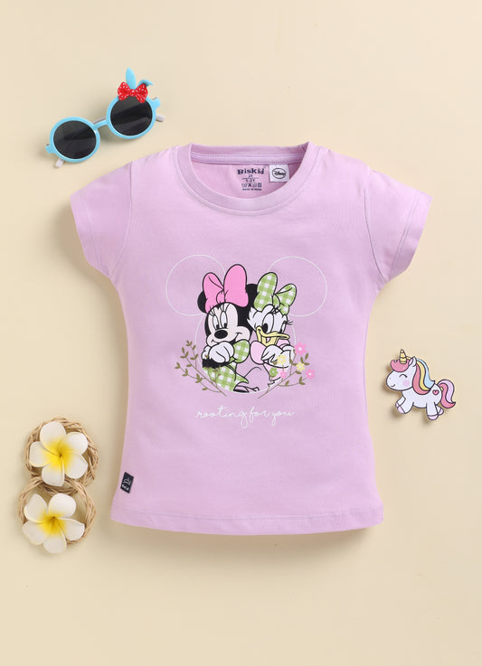 Purple Minnie Printed Top for Girls by Biskid