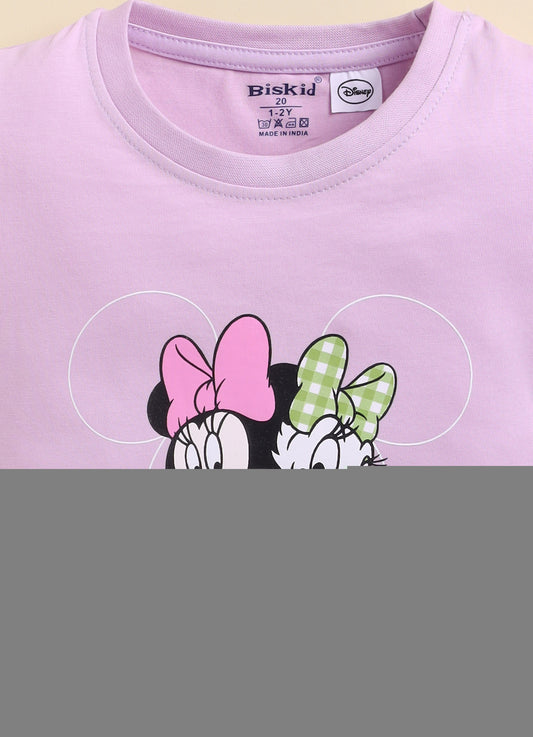 Purple Minnie Printed Top for Girls by Biskid