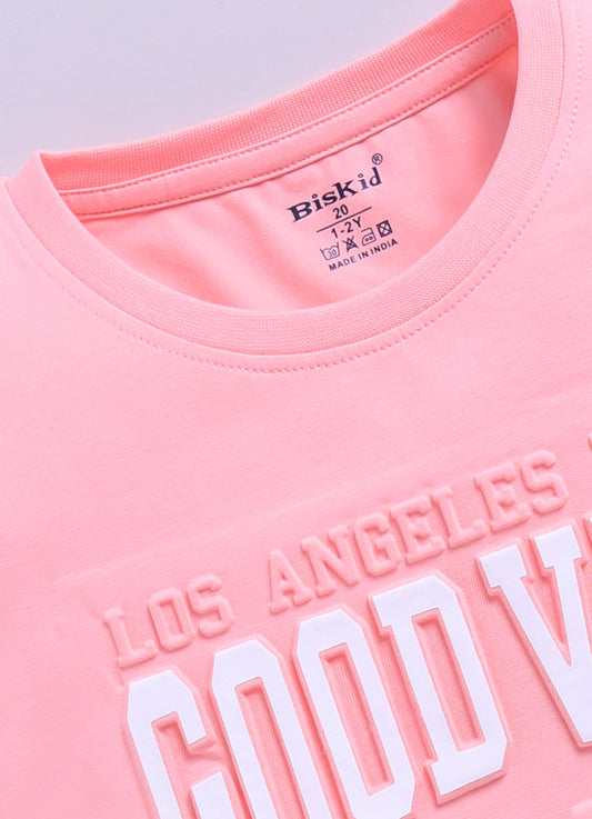 Coral Printed Drop Shoulder Top for Girls by Biskid