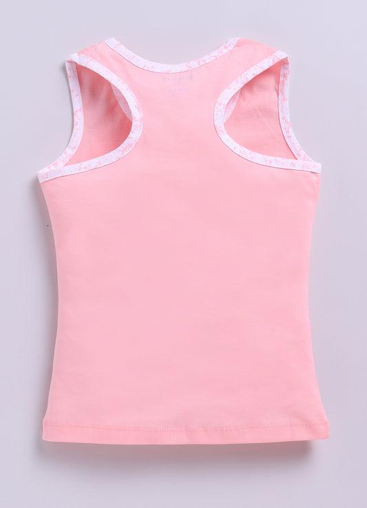 Blush Pink Printed T-Back Top for Girls by Biskid
