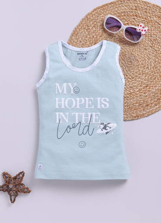 Green Printed T-Back Top for Girls by Biskid