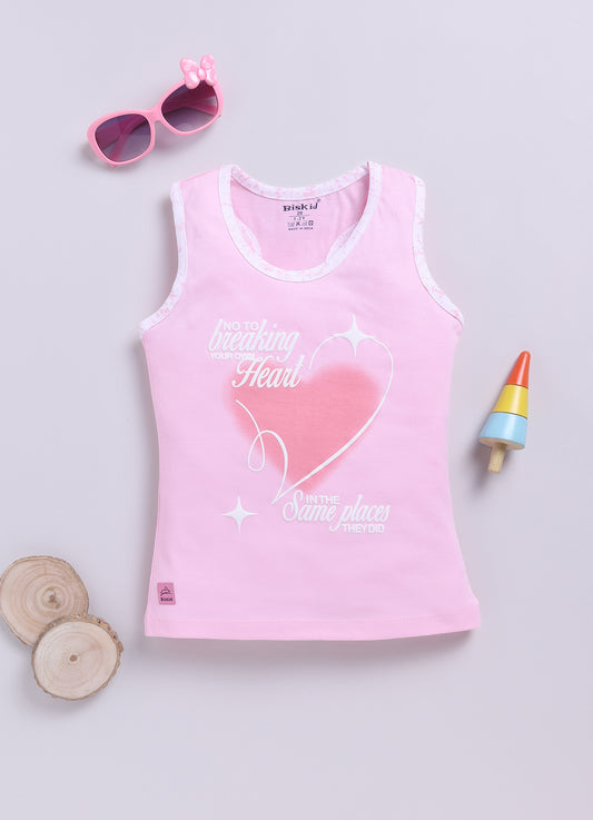 Pink Printed T-Back Top for Girls by Biskid