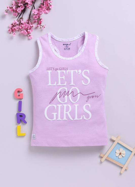 Purple Printed T-Back Top for Girls by Biskid