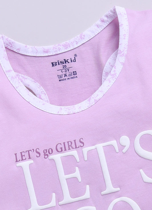 Purple Printed T-Back Top for Girls by Biskid