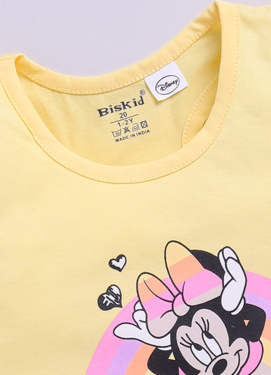 Light Gold Minnie Printed T-Back Top for Girls by Biskid