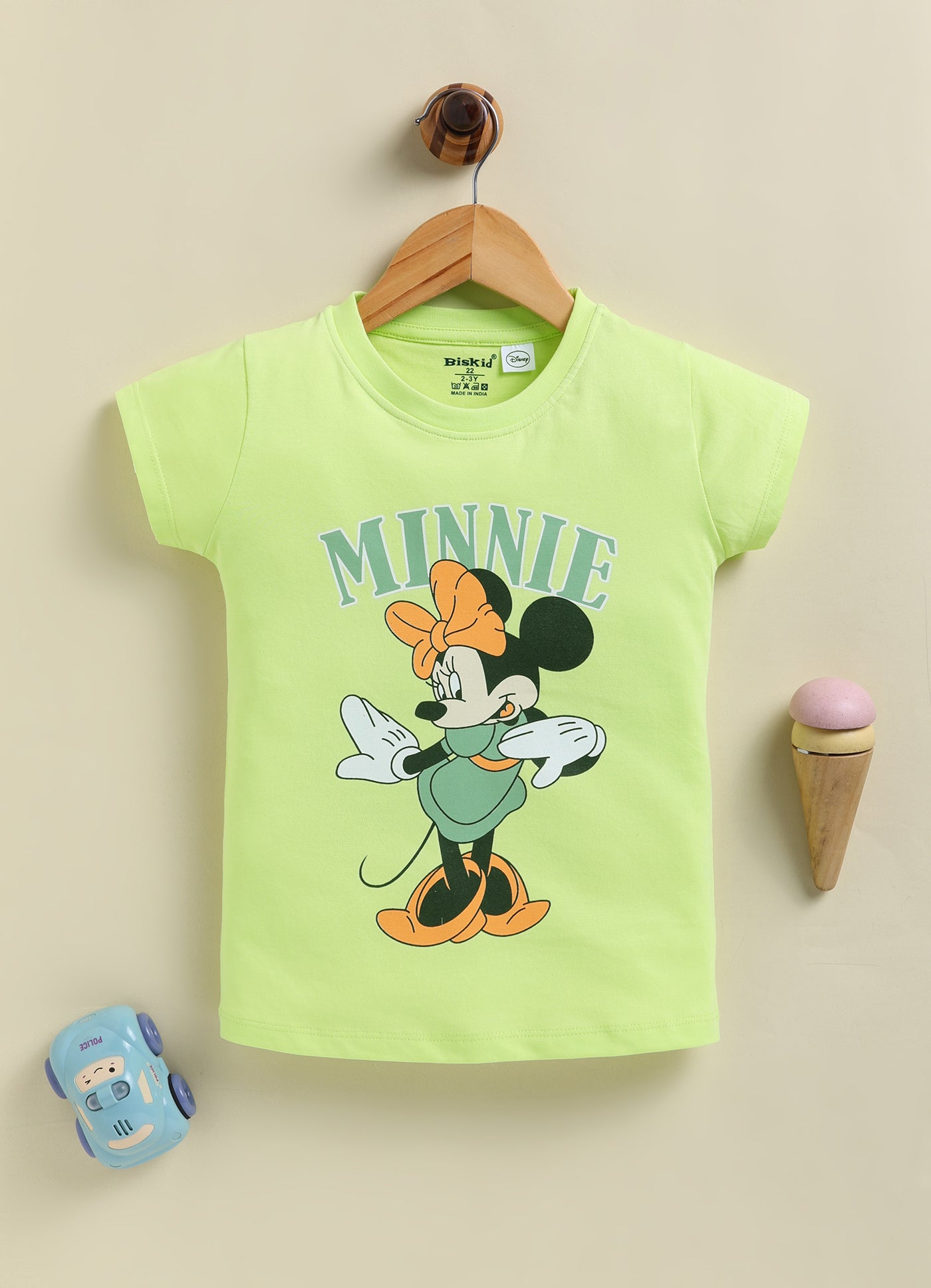 Biskid Girls Disney "Extra Cool" Pink and Minnie Mouse Light Green Short-Sleeve Top Combo (Pack of 2)