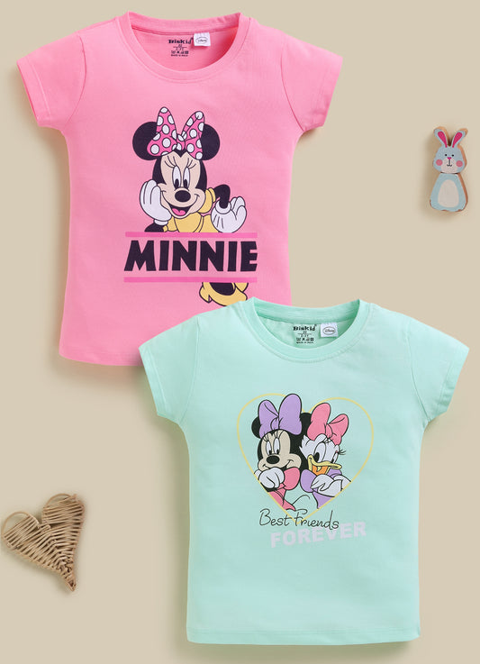 Biskid Girls Disney "Minnie" Peach and "Best Friends Forever" Mint Green Short-Sleeve Top Combo (Pack of 2)