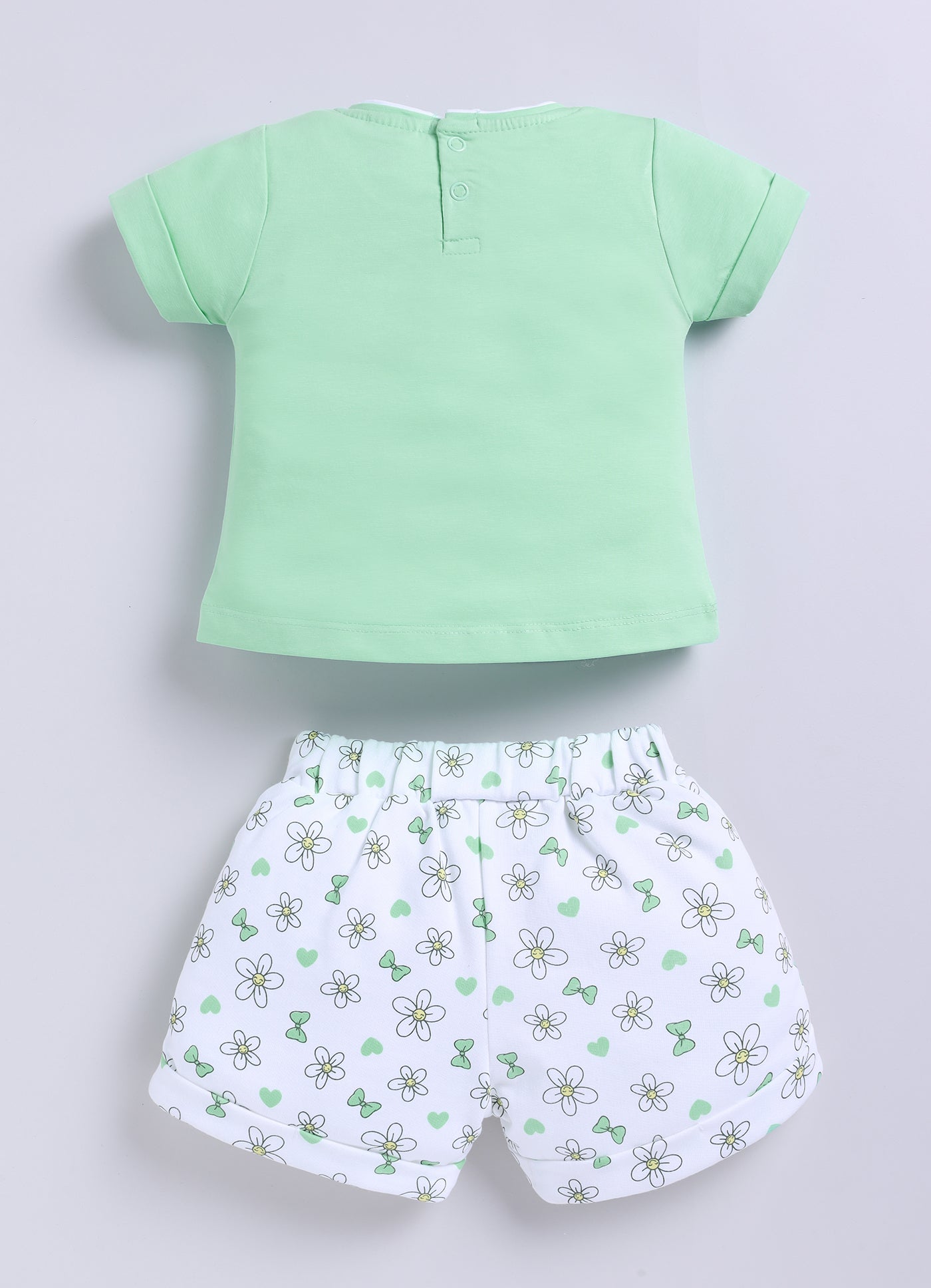Annie Girls "Happy Dance" Daisy Top and Printed Shorts Set -Green