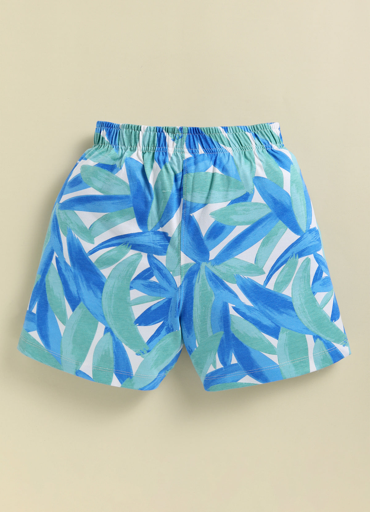 Biskid Girls Blue Leaf Print and Pink Cherry Blossom Floral Casual Cotton Shorts Combo (Pack of 2)