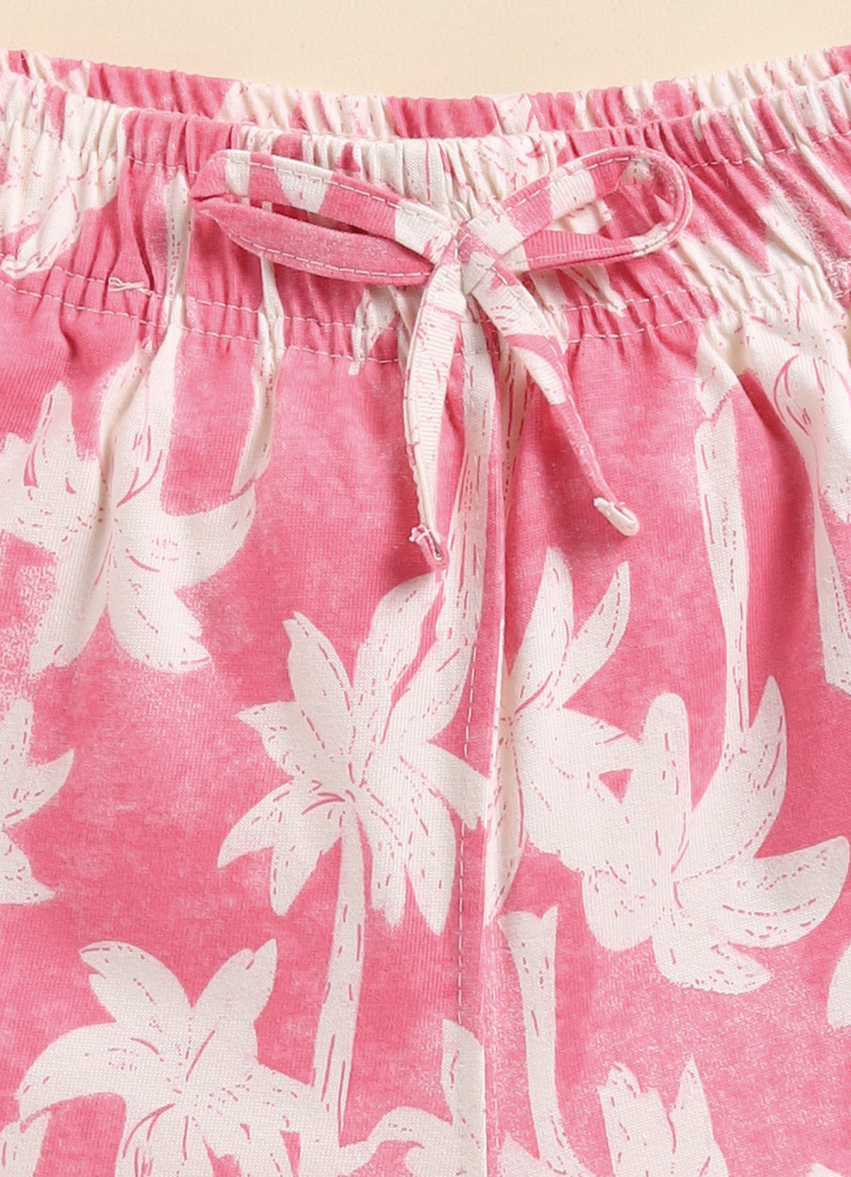Biskid Girls Tropical Hibiscus Floral and Palm Tree Print Casual Cotton Shorts Combo (Pack of 2)