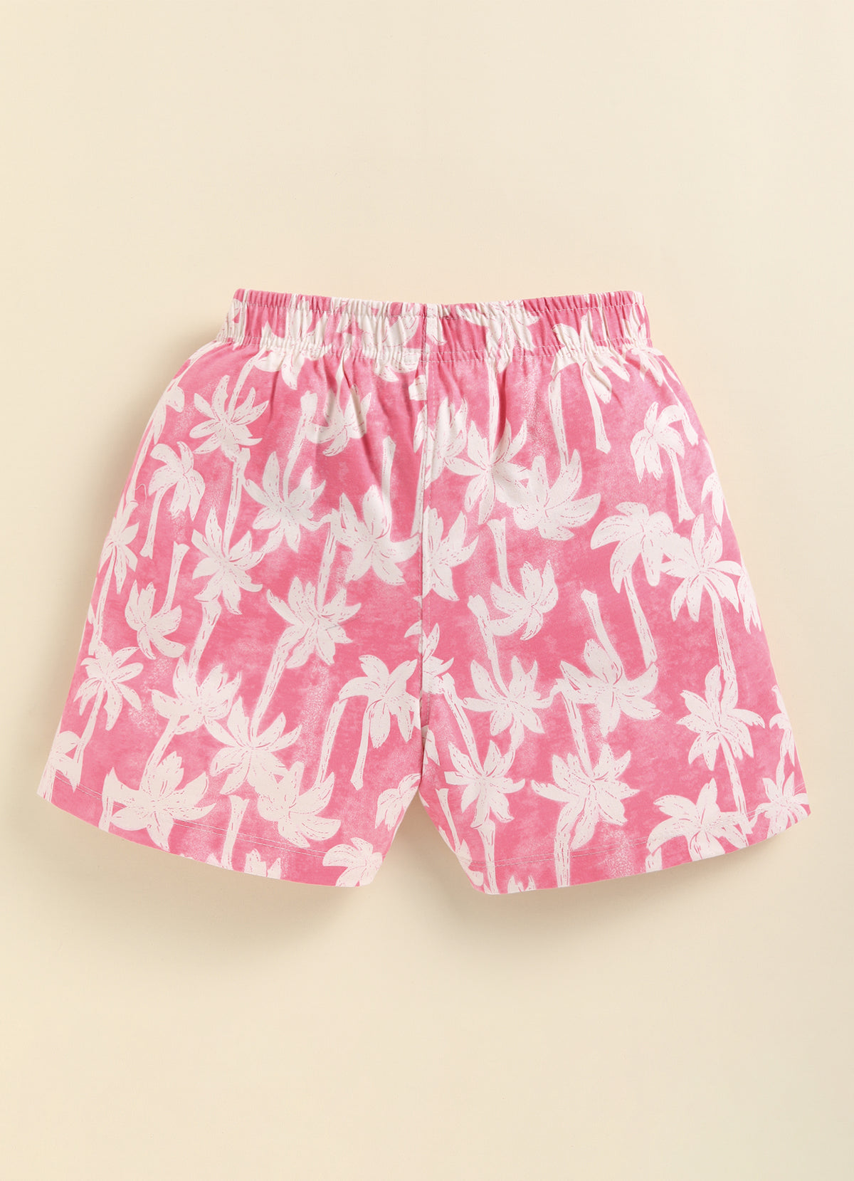 Biskid Girls Tropical Hibiscus Floral and Palm Tree Print Casual Cotton Shorts Combo (Pack of 2)