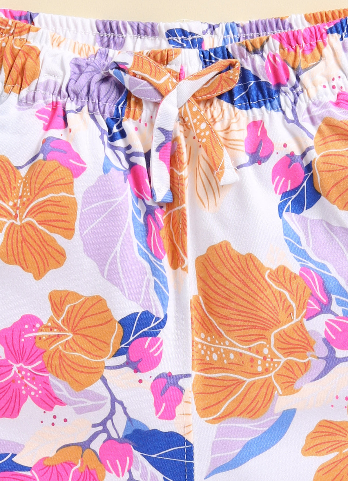 Biskid Girls Tropical Hibiscus Floral and Palm Tree Print Casual Cotton Shorts Combo (Pack of 2)