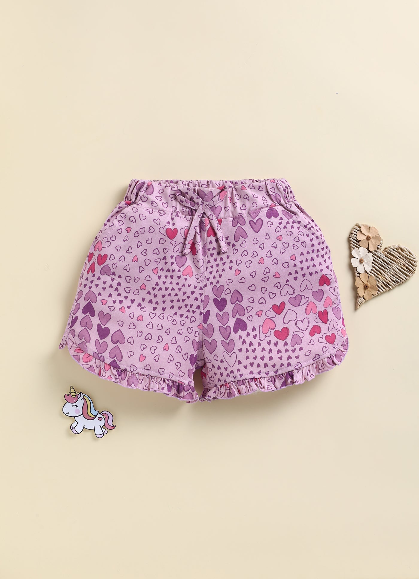 Girls Printed Ruffled Cotton Shorts
