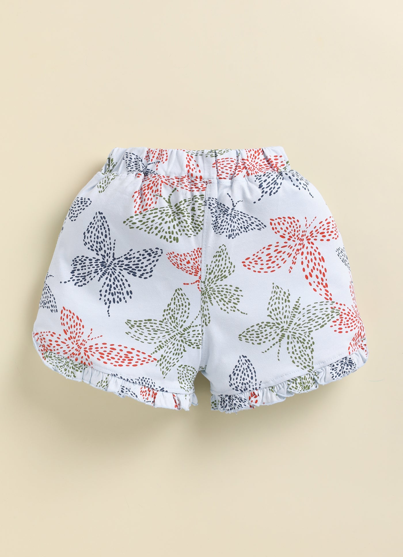 Girls Printed Ruffled Cotton Shorts