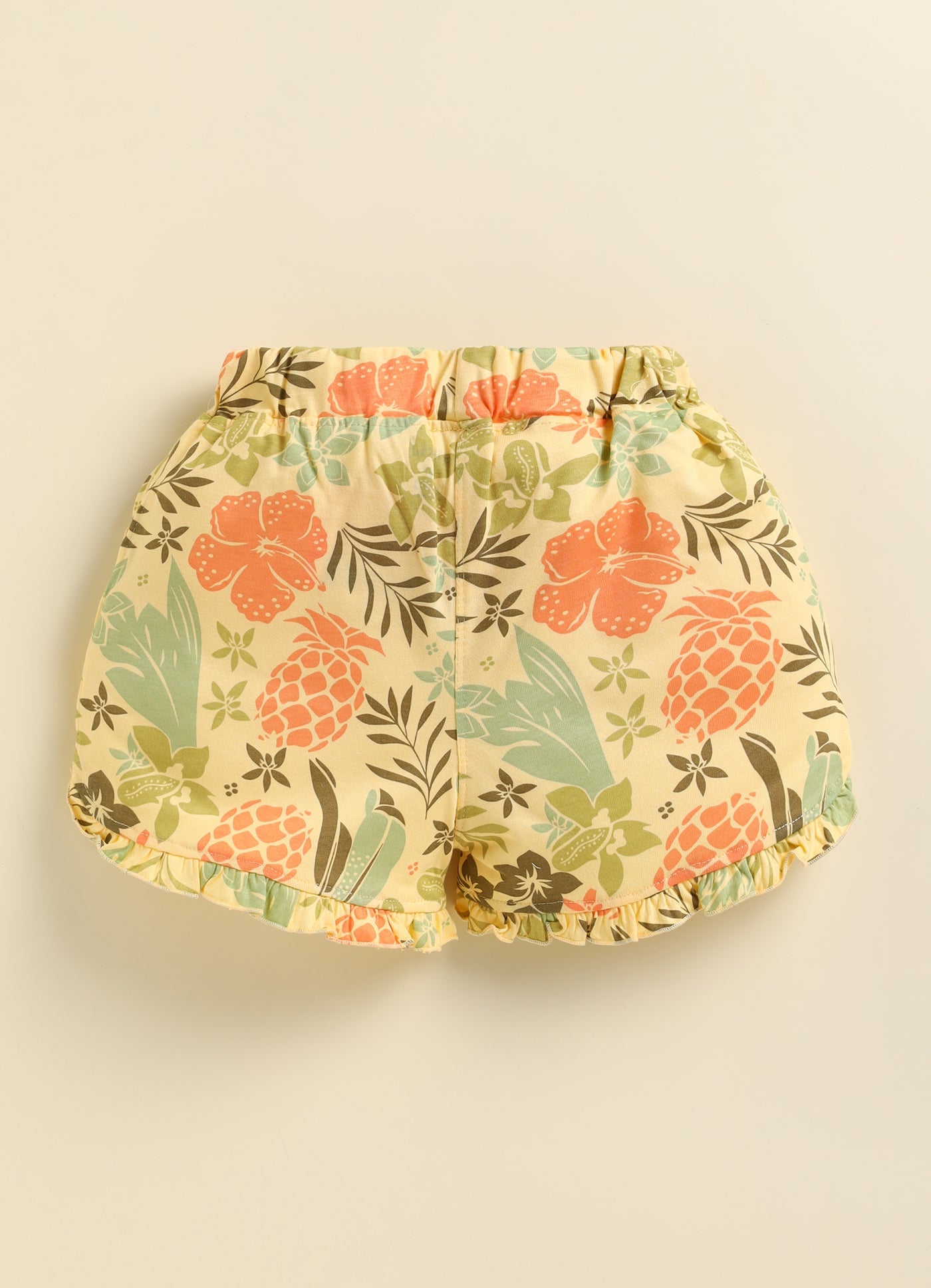 Girls Printed Ruffled Cotton Shorts