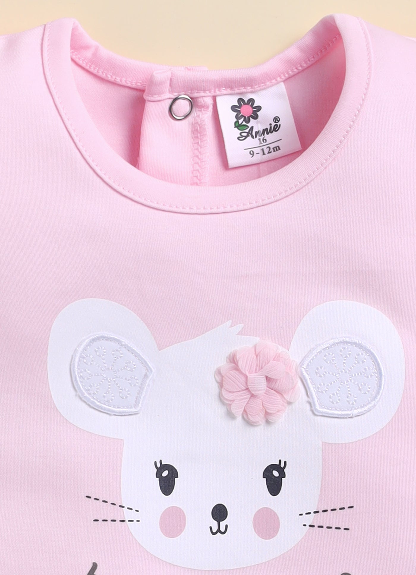 Annie Girls "Happy Little Me" Mouse Top and Floral Shorts Set - Pink