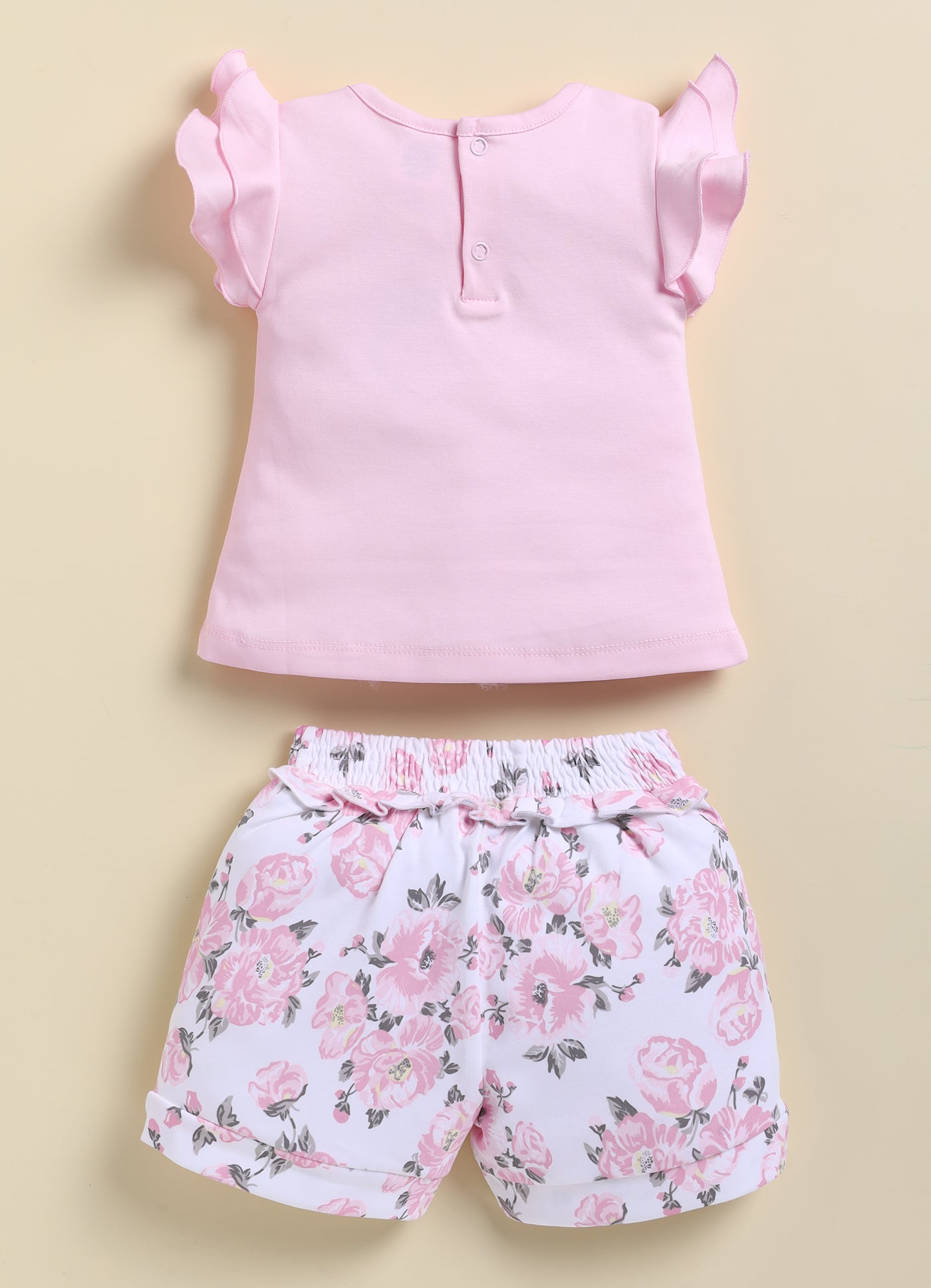 Annie Girls "Happy Little Me" Mouse Top and Floral Shorts Set - Pink