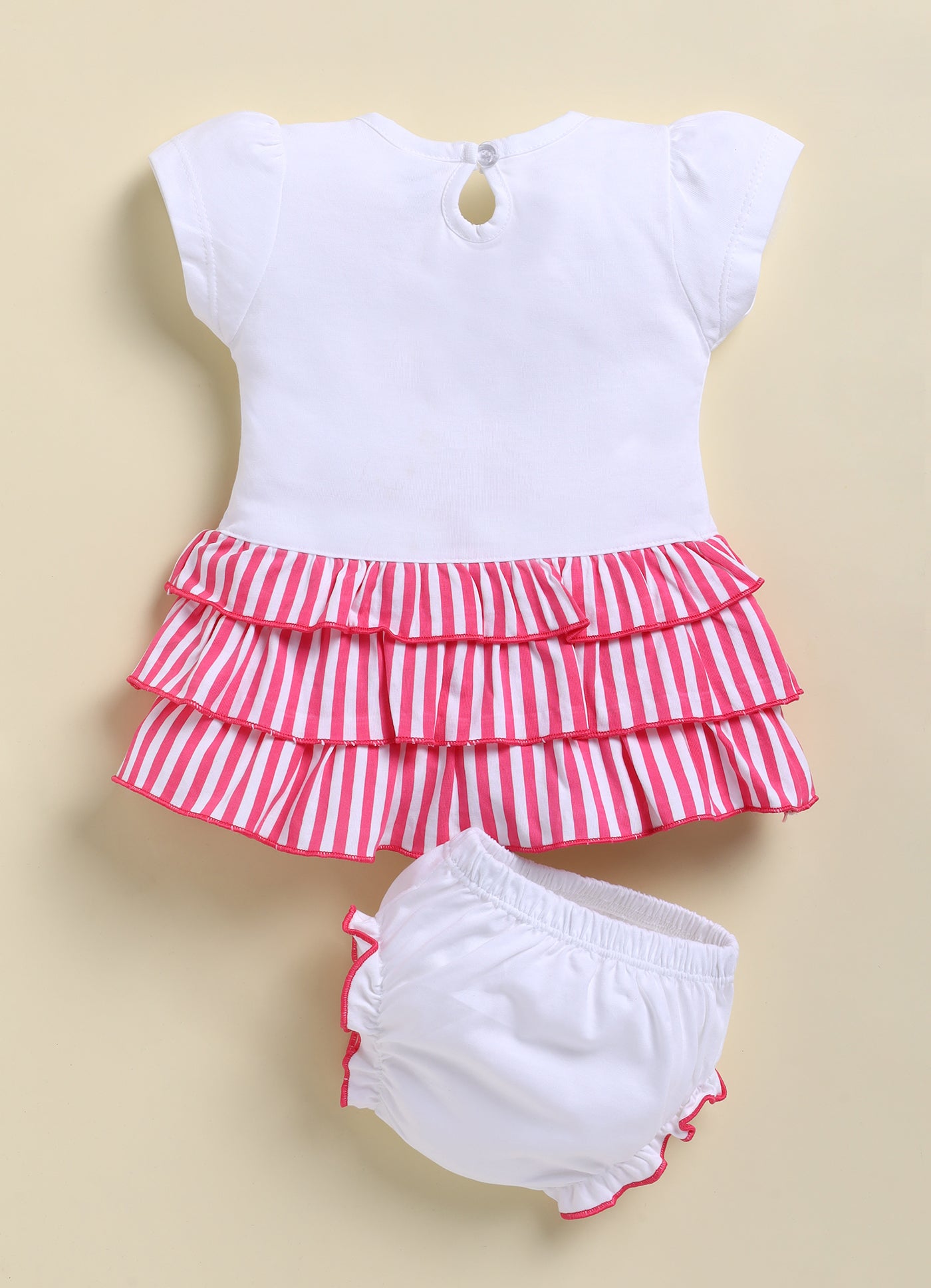 Annie Girls "Always in Style" Striped Tiered Frock and Panty Set - Pink