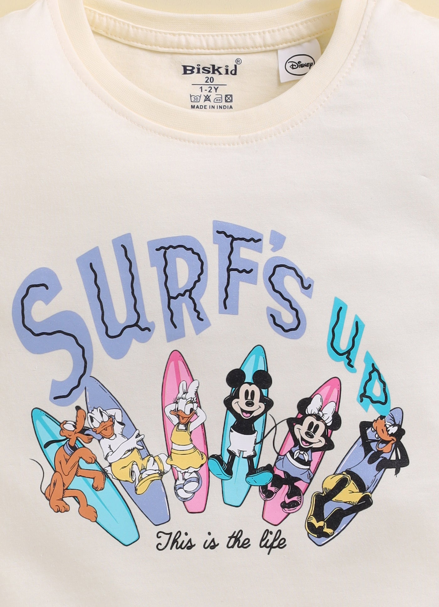 Biskid Girls Disney "Surfs Up" Cream and Minnie Mouse & Daisy Duck Mint Green Short-Sleeve Top Combo (Pack of 2)