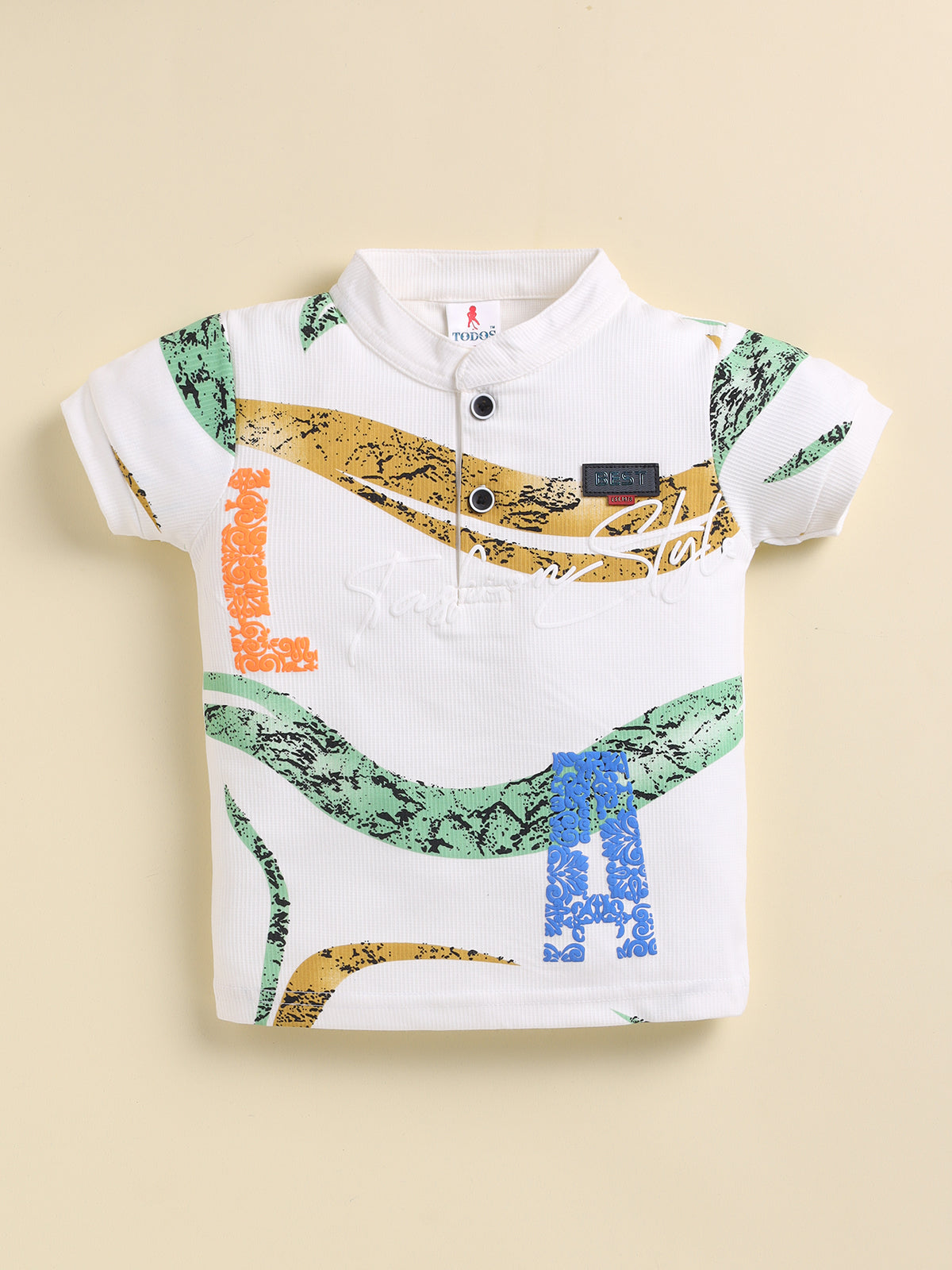 Todos Boys Abstract Print Polo and Cargo Shorts Set -Green