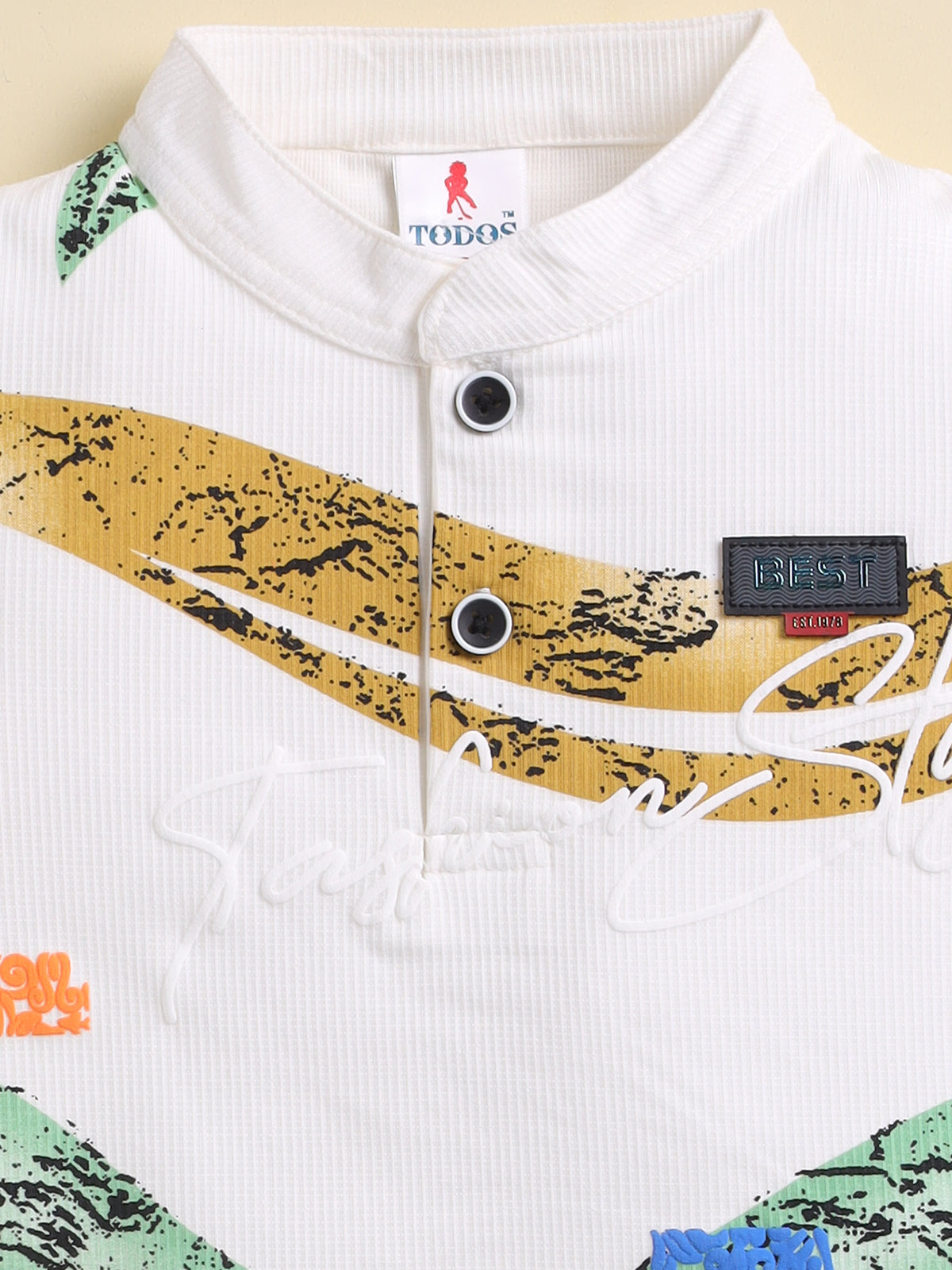Todos Boys Abstract Print Polo and Cargo Shorts Set -Green