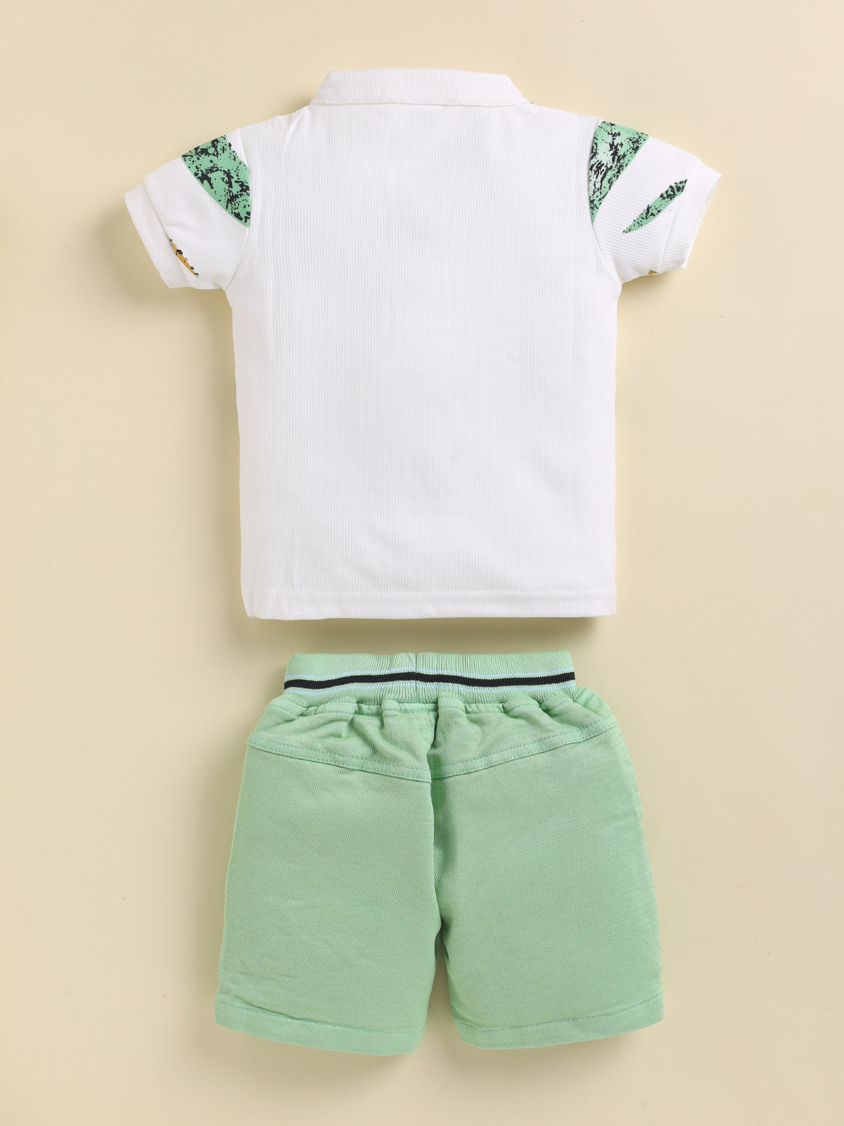 Todos Boys Abstract Print Polo and Cargo Shorts Set -Green