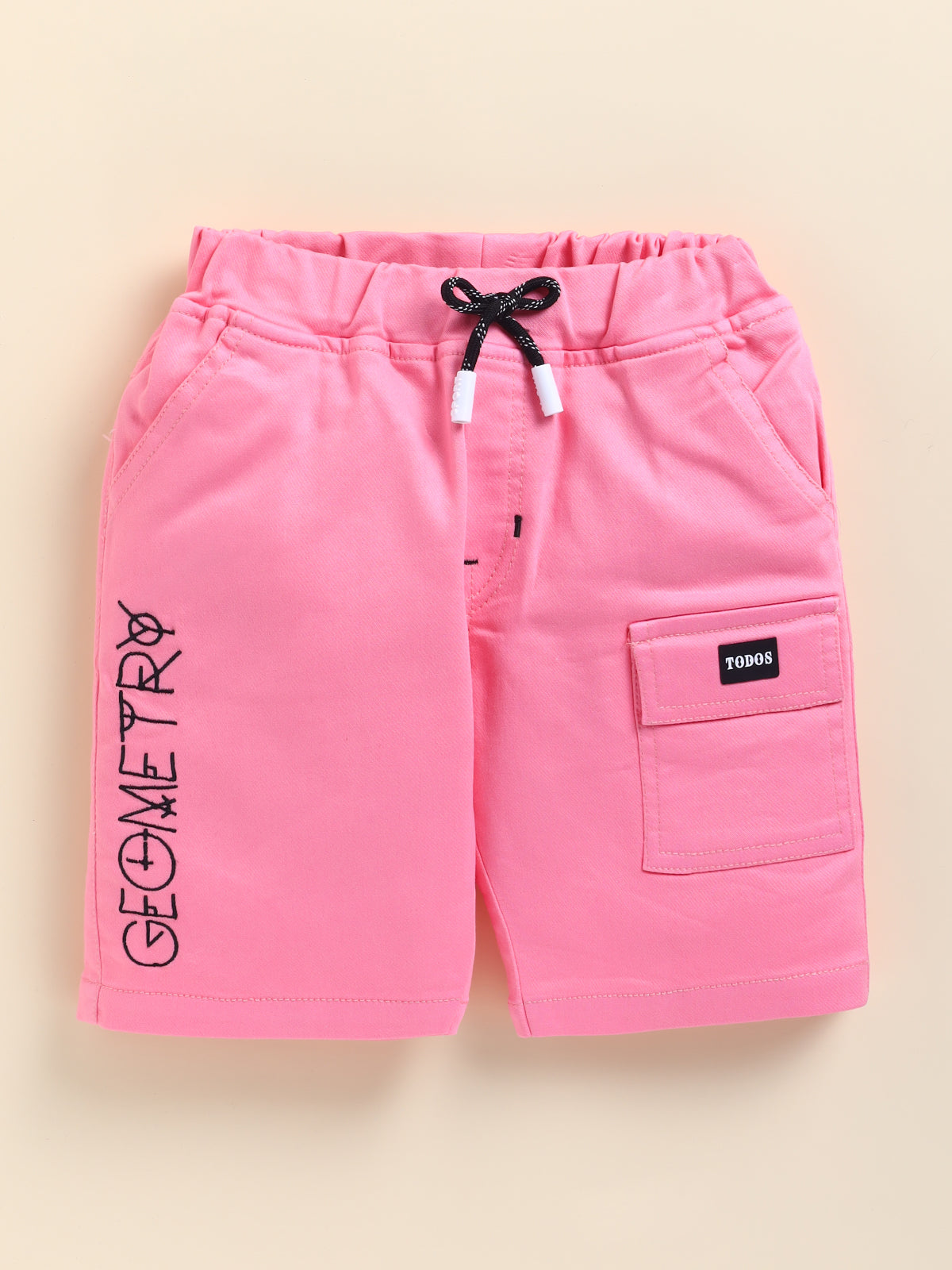 Todos Boys "Geometry" Graphic T-Shirt and Cargo Shorts Set - Peach
