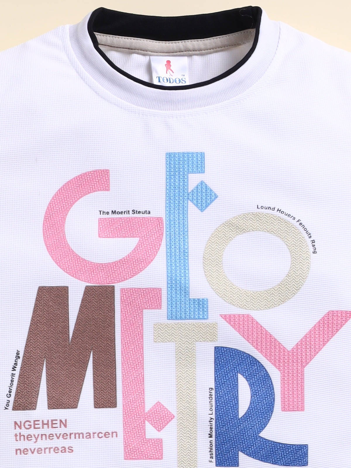 Boys Peach Geometry Printed Clothing Set