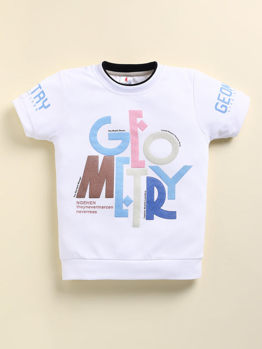 Boys Sky Blue Geometry Printed Clothing Set