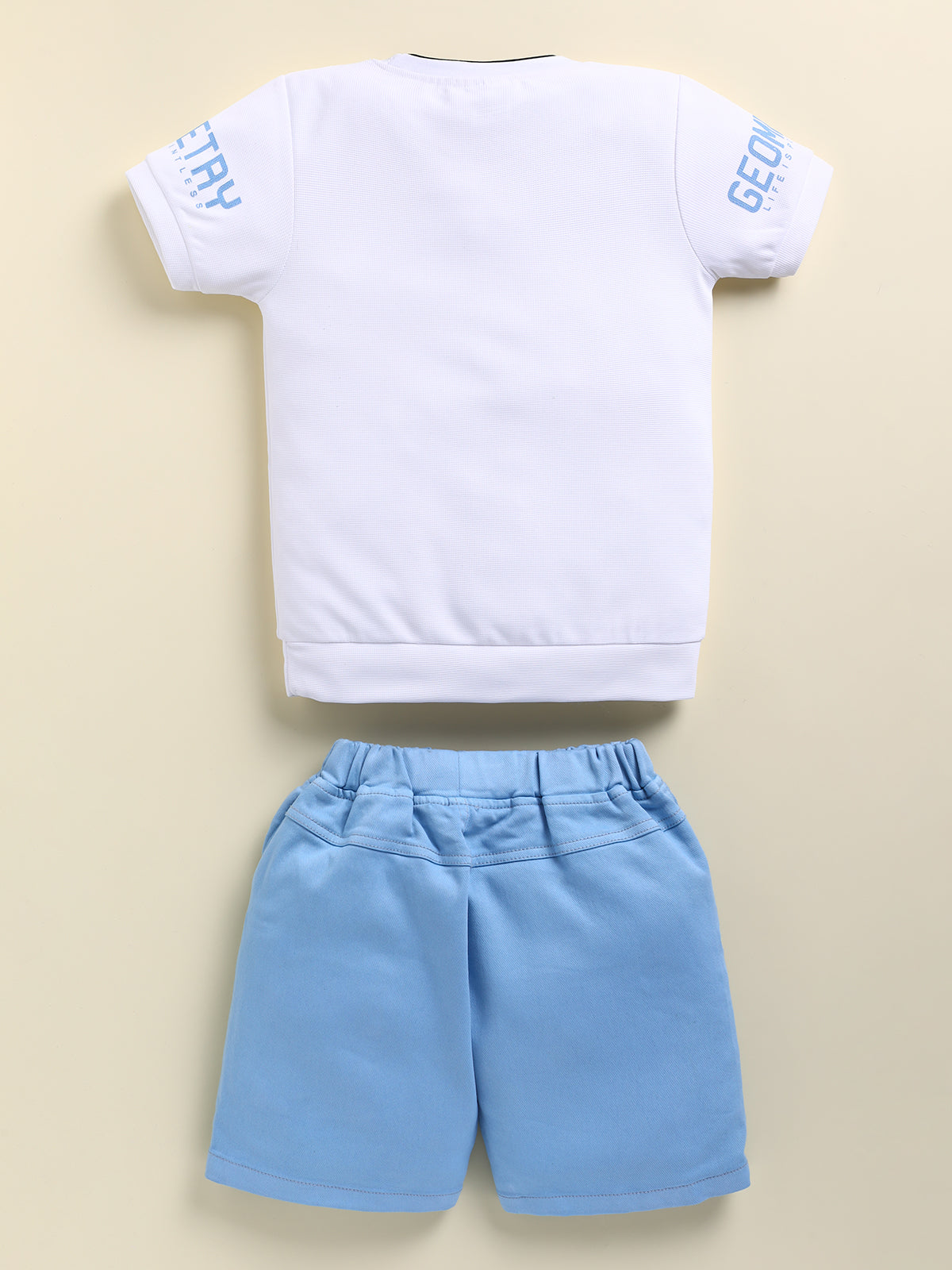 Boys Sky Blue Geometry Printed Clothing Set