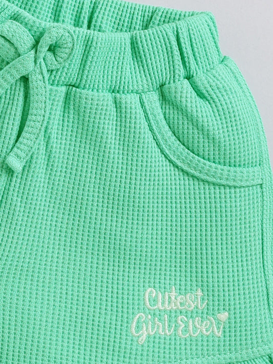 Green Stripes Top Hot Pant Set for Girls by Annie