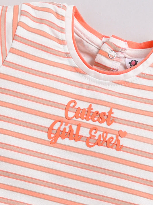 Peach Stripes Top Hot Pant Set for Girls by Annie