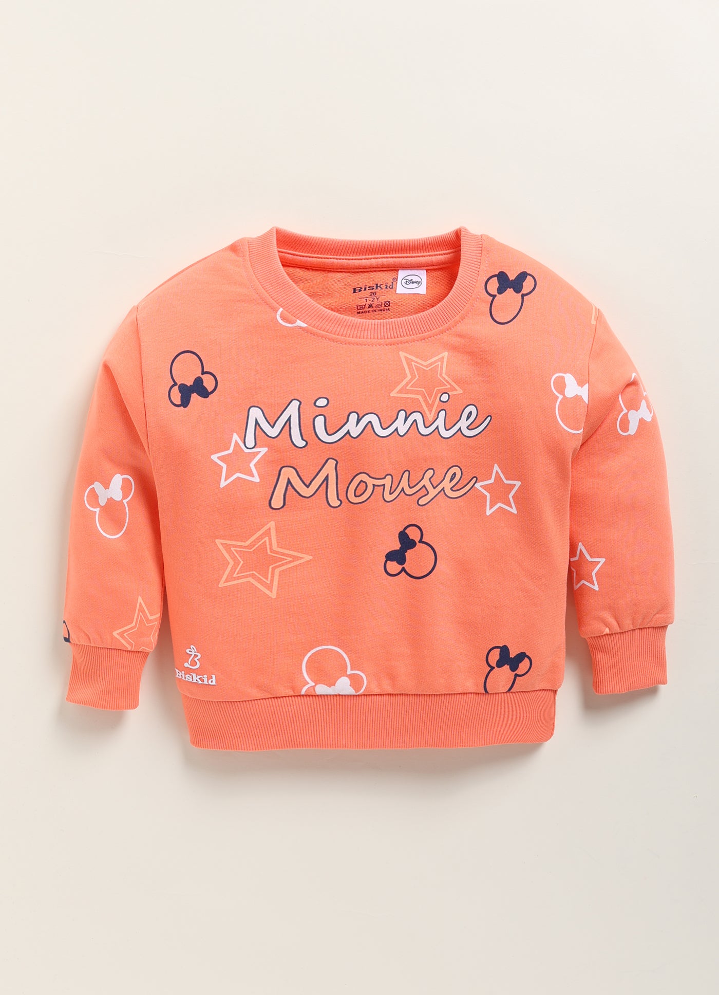 Biskid Girls Disney "Minnie Mouse" Graphic Fleece Sweatshirt - Orange