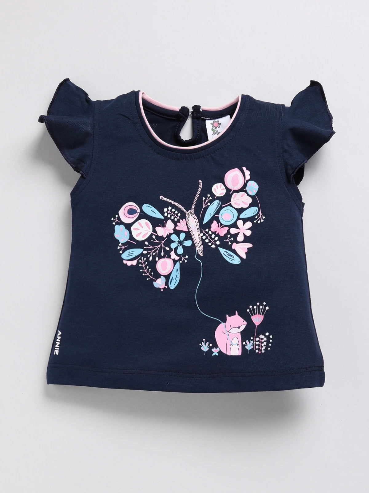 Black Butterfly Printed Top Capri Set for Girls by Annie