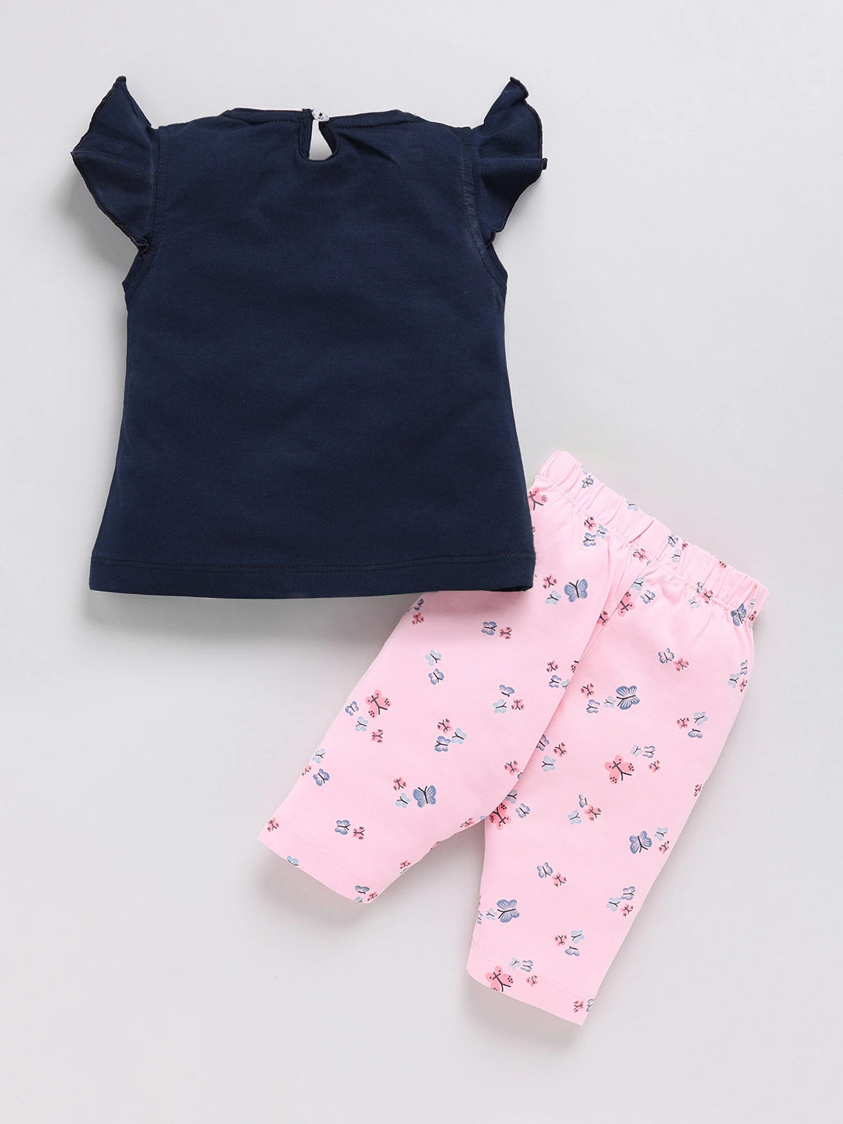 Black Butterfly Printed Top Capri Set for Girls by Annie