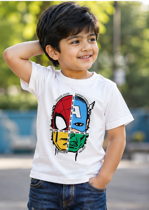 Biskid Boys Superhero Mashup Graphic T-Shirt - White