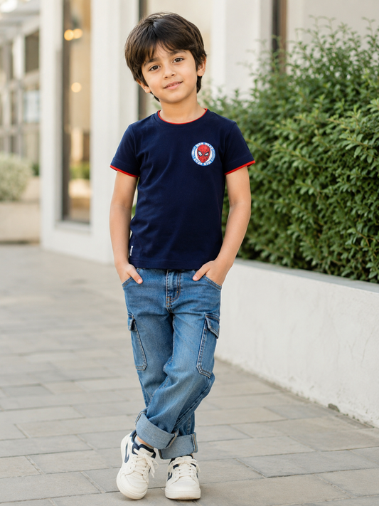 Biskid Boys "Web-Head" Spider-Man Graphic T-Shirt - Navy