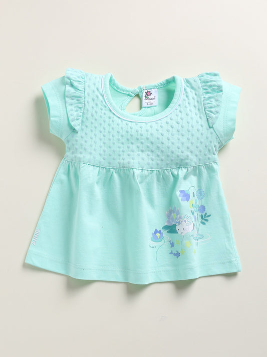 Light Blue Printed Top Capri Set for Girls by Annie