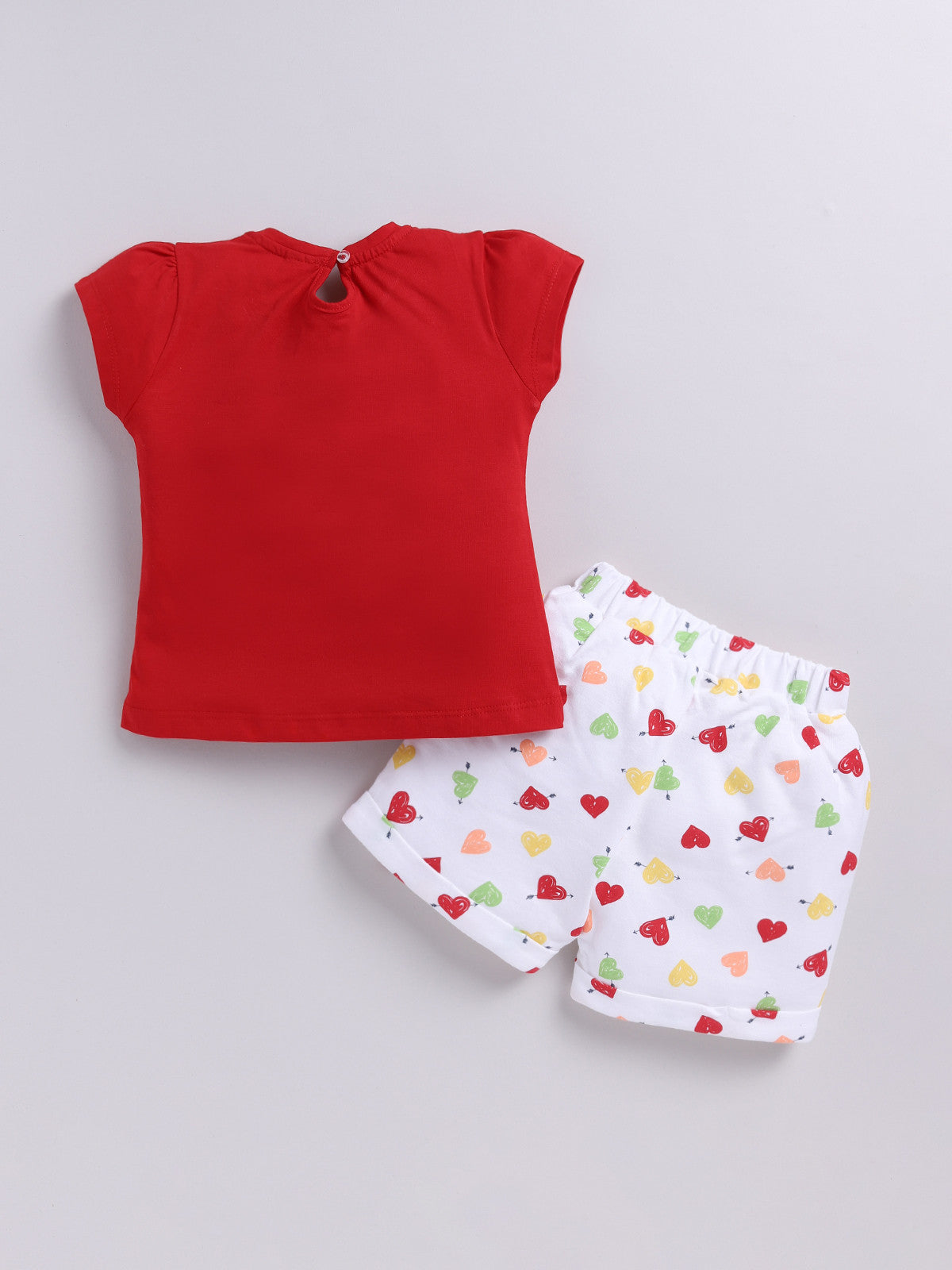 Red Printed Top Hot Pant Set for Girls by Annie