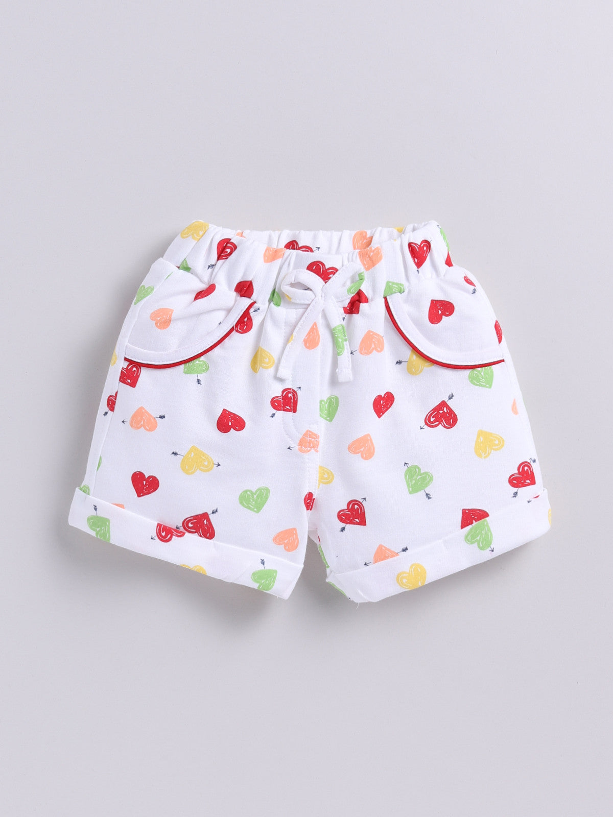 Red Printed Top Hot Pant Set for Girls by Annie