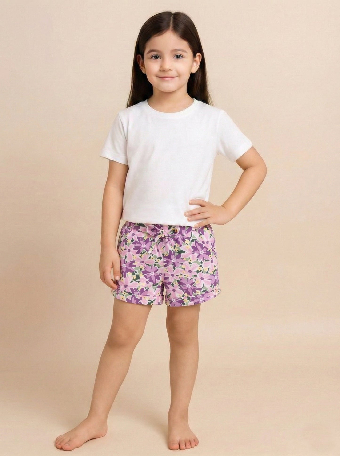 Girls Printed Cotton Summer Shorts-Sale