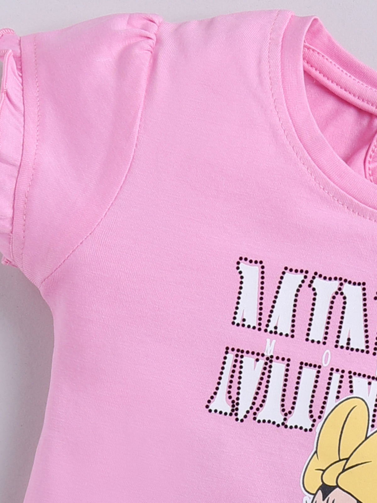Pink Micky Printed Top Capri Set for Girls by Annie