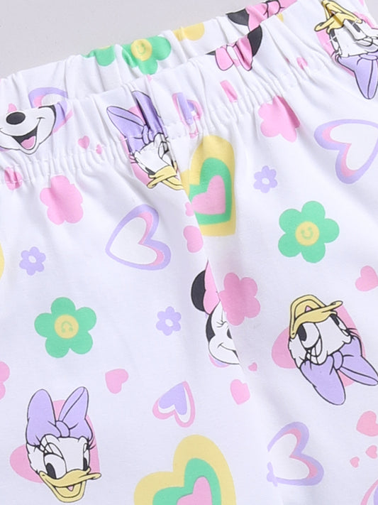 Pink Micky Printed Top Capri Set for Girls by Annie