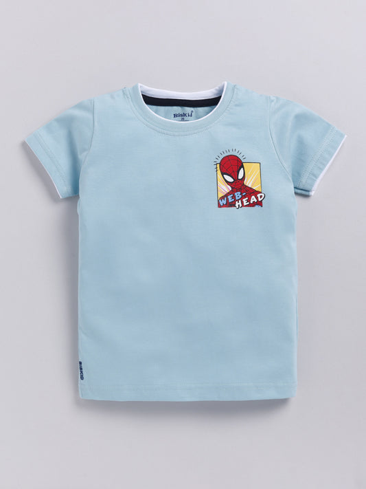 Blue Spider Man Solid T-Shirt for Boys by Biskid