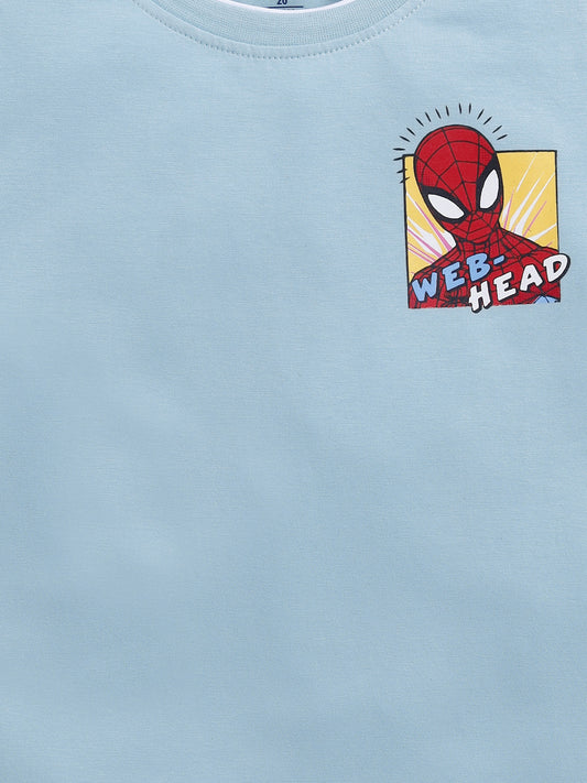 Blue Spider Man Solid T-Shirt for Boys by Biskid