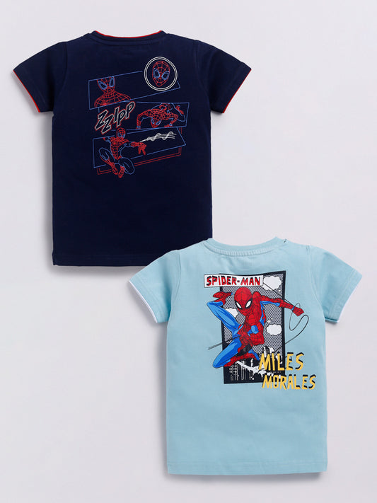 Blue & Navy Spider Man Solid T-Shirt for Boys by Biskid