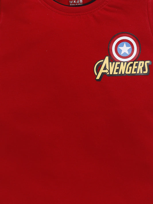 Red Avengers Solid T-Shirt for Boys by Biskid