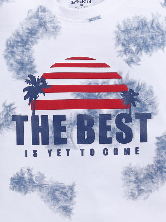 White&Blue Printed T-Shirt for Boys by Biskid