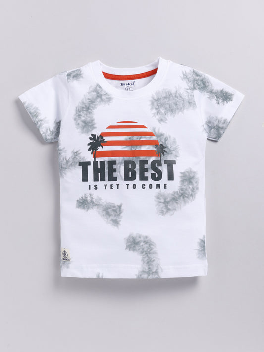 White&Grey Printed T-Shirt for Boys by Biskid