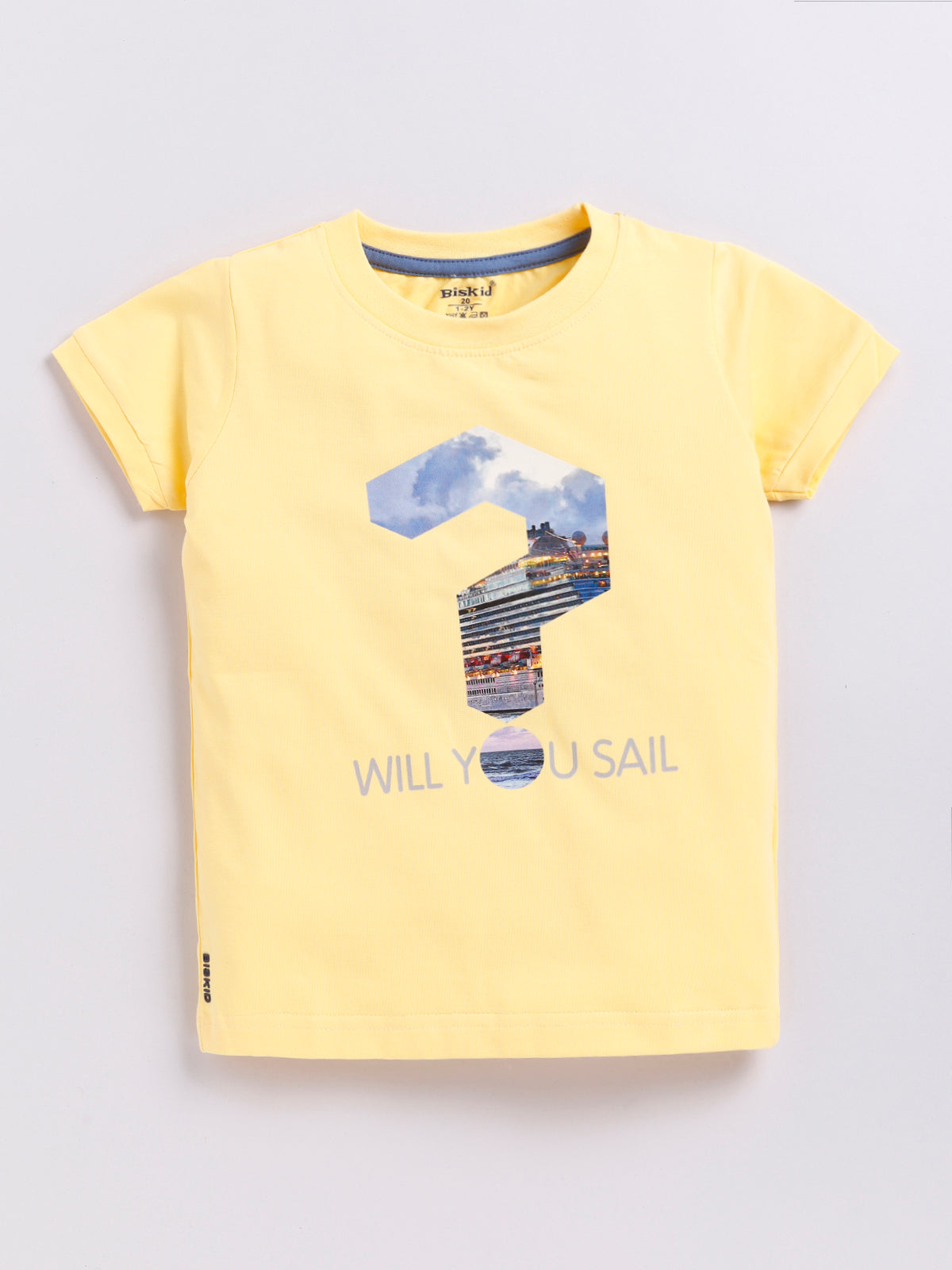 Biskid Boys "Will You Sail" Cruise Ship Graphic T-Shirt - Pastel Yellow
